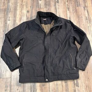 Michael‎ Kors Winter Jacket Mens Black Full Zip Pockets Wool Blend Lined Size XL